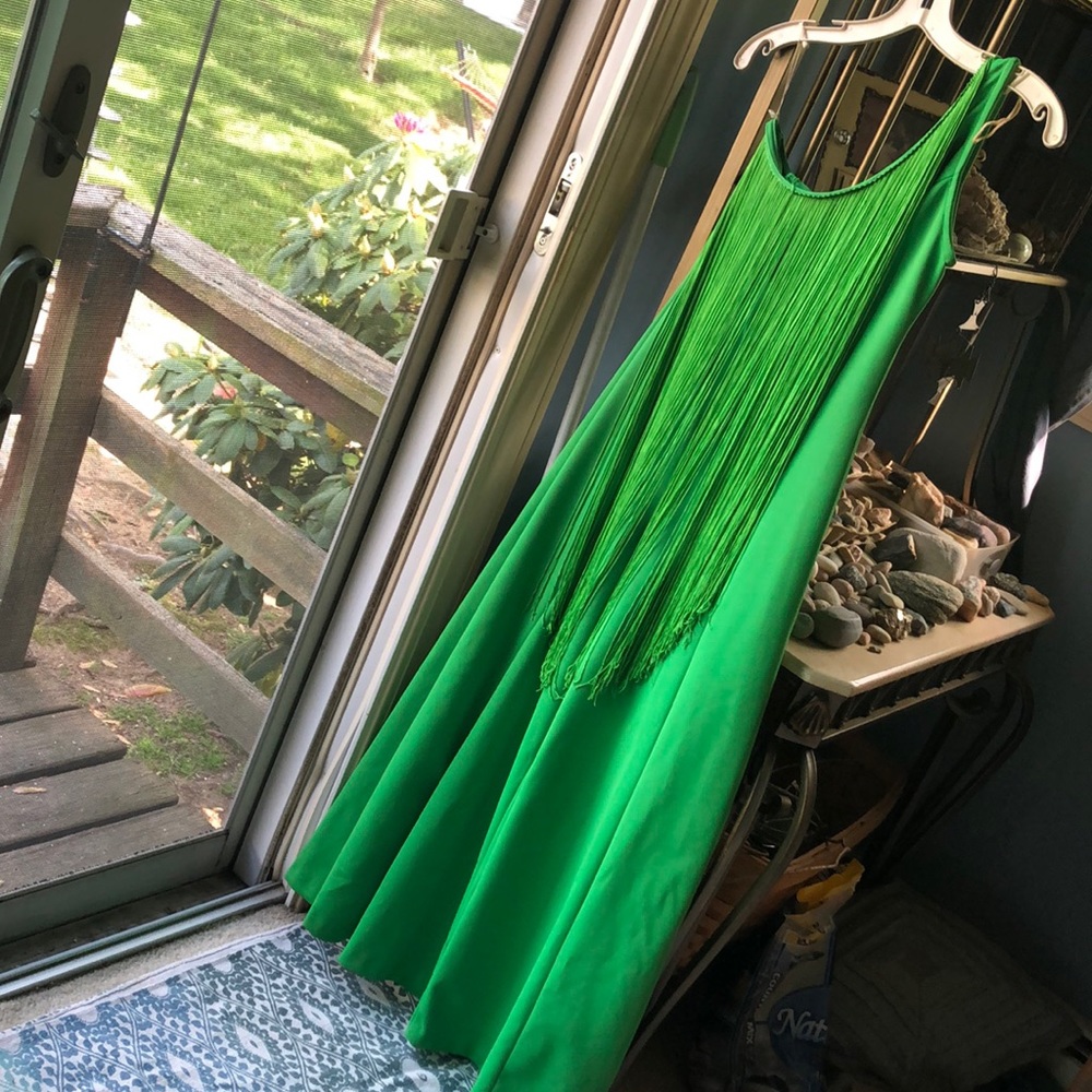 VINTAGE Polyester, FRINGE BELL BOTTOMS ONE-PIECE!